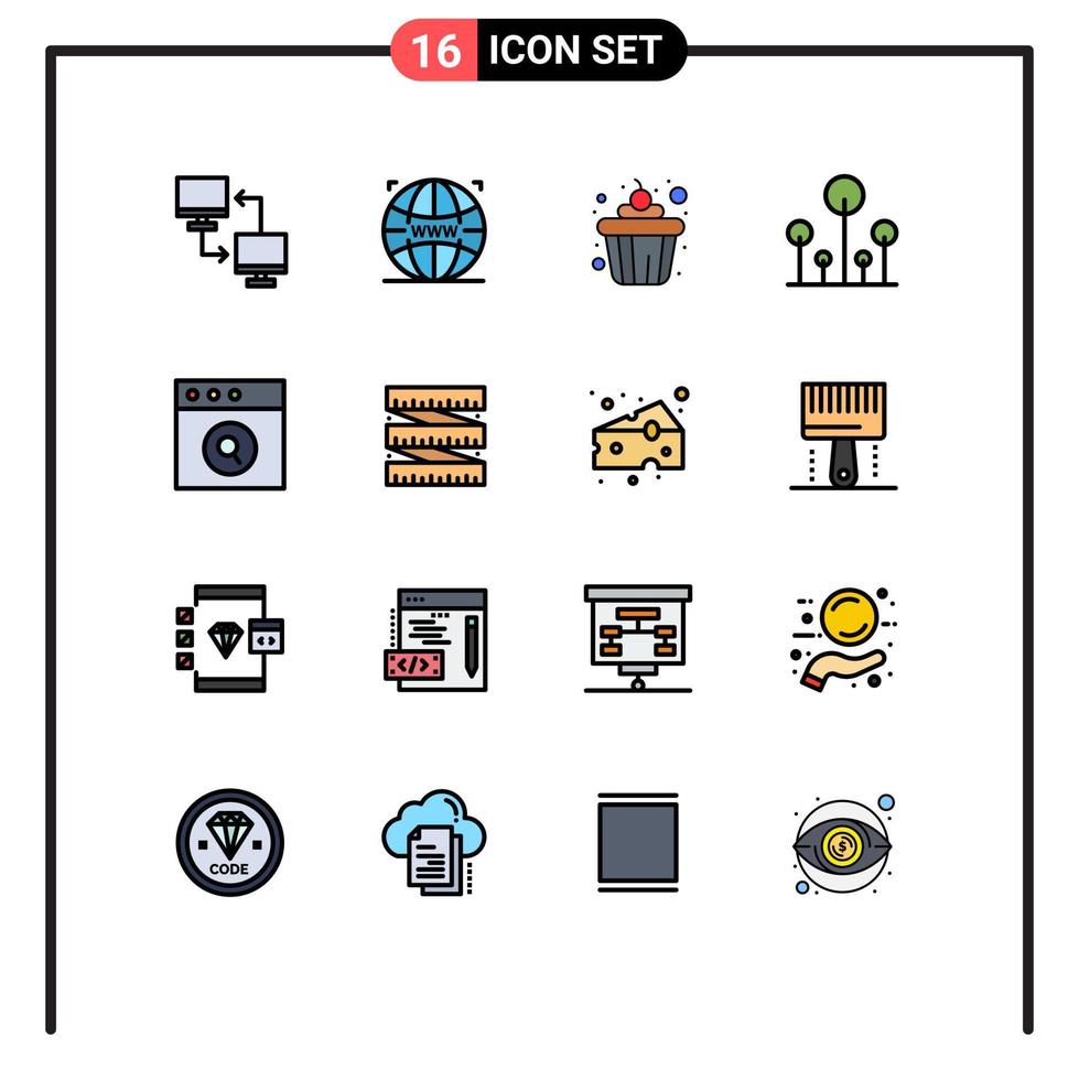 conjunto de 16 sinais de símbolos de ícones de interface do usuário modernos para mac tree web design natureza floresta elementos de design de vetores criativos editáveis