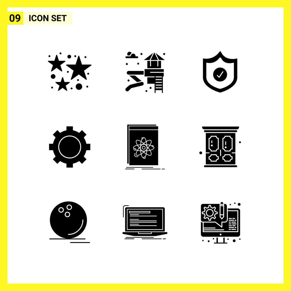 9 conjunto de ícones simples símbolos sólidos sinal de glifo em fundo branco para aplicativos móveis de design de site e mídia impressa vetor