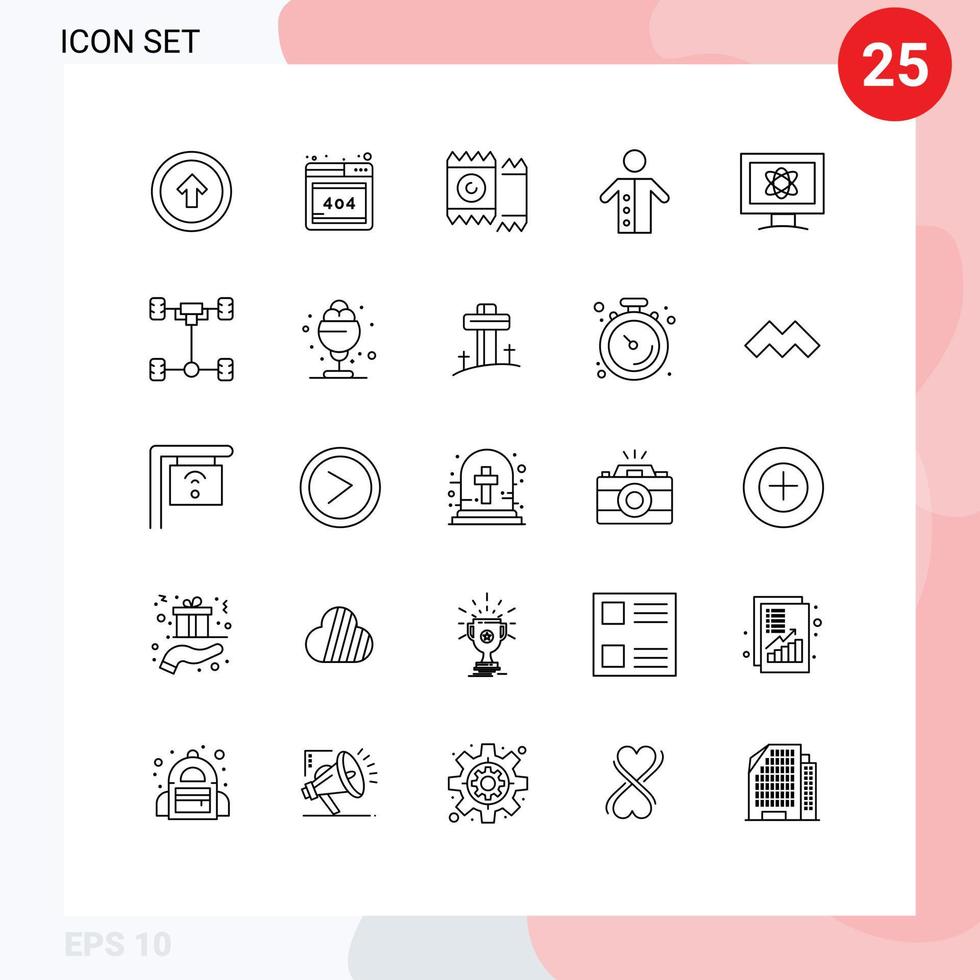 25 ícones criativos sinais e símbolos modernos de pregador atômico preservativo pessoas monge elementos de design vetorial editáveis vetor