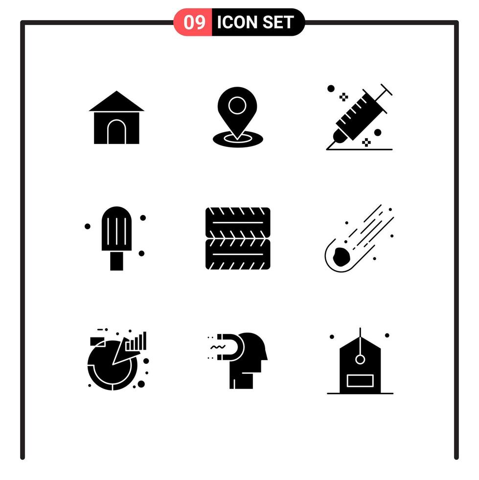 pacote de ícone de vetor de estoque de 9 sinais e símbolos de linha para veículos ferramenta de sobremesa de cor de gelo elementos de design de vetor editável