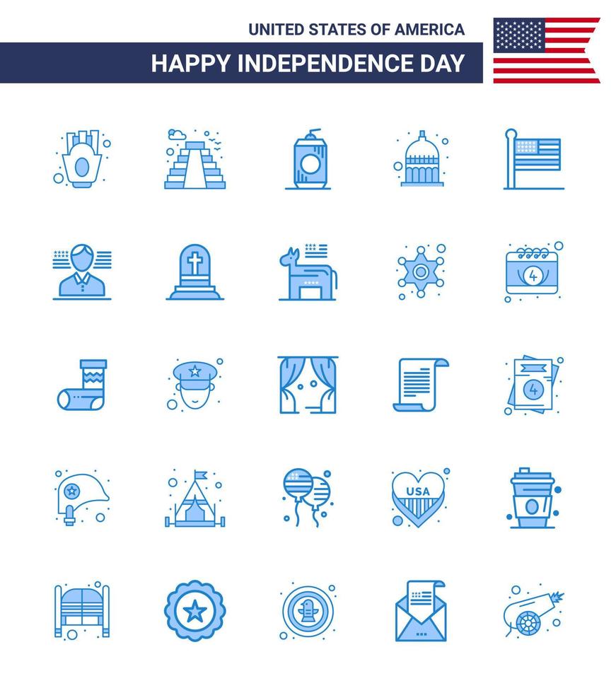 feliz dia da independência eua pacote de 25 blues criativo dos estados eua garrafa statehouse indiana editável dia dos eua elementos de design vetorial vetor