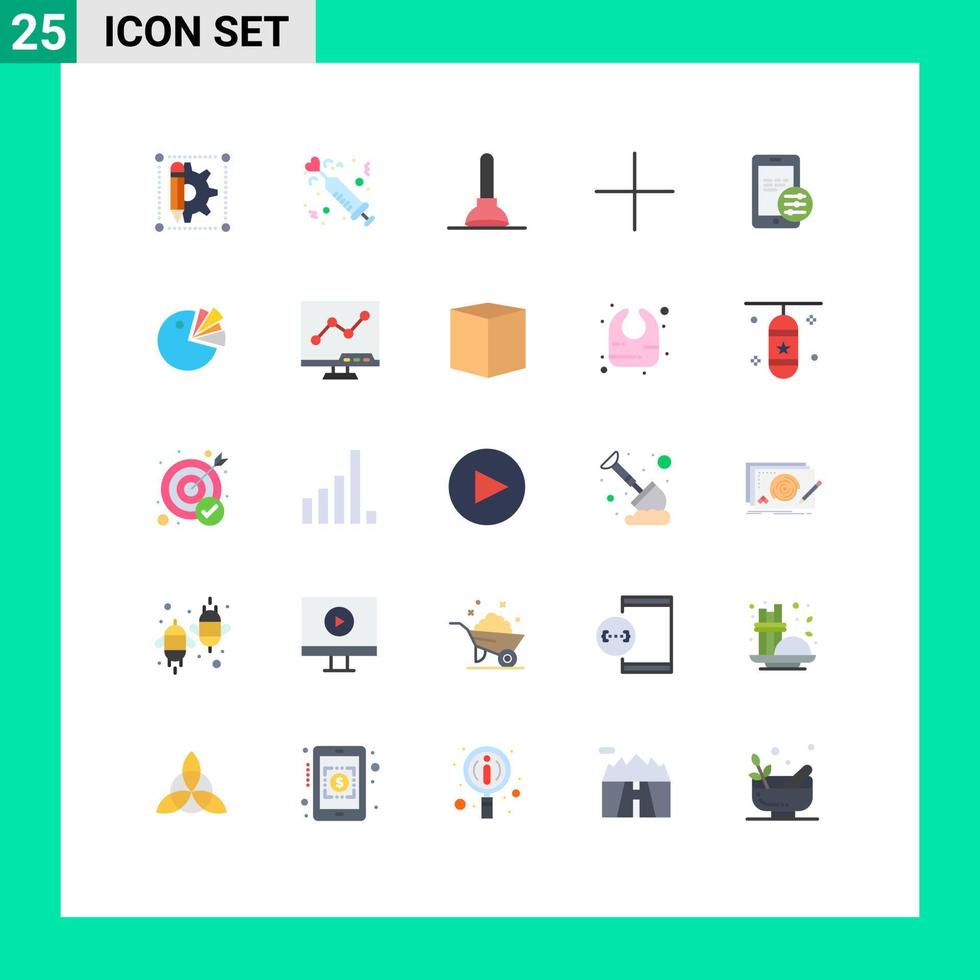 Pacote de cores planas de 25 interfaces de usuário de sinais e símbolos modernos de medicamentos de segurança GDPR, além de adicionar elementos de design vetorial editáveis vetor