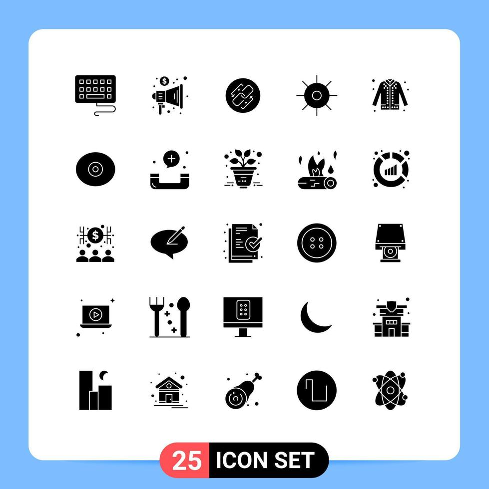 pacote de ícones vetoriais de estoque de 25 sinais e símbolos de linha para url de jaqueta de moda, laboratório solar, elementos de design de vetores editáveis