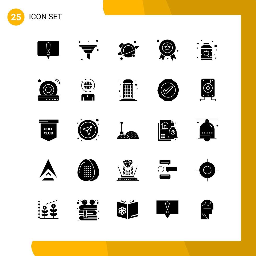 25 símbolos de glifos de pacote de ícones de estilo sólido isolados em fundo branco para design de site responsivo vetor