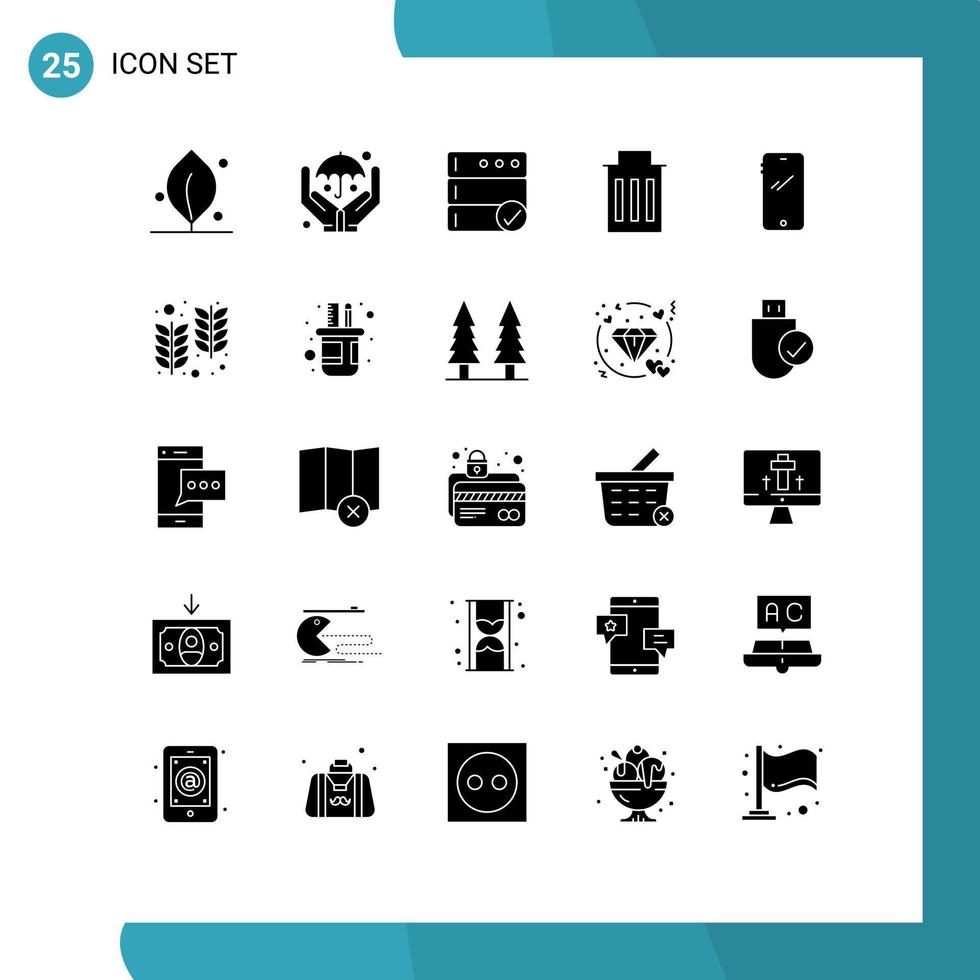 conjunto de 25 sinais de símbolos de ícones de interface do usuário modernos para iphone servidor móvel smartphone usuário de telefone inteligente elementos de design de vetores editáveis