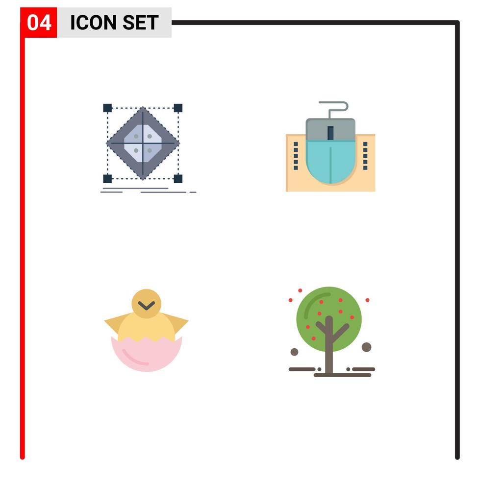 grupo de 4 ícones planos, sinais e símbolos para arquitetura, modelo de ovo, computador, elementos de design vetoriais editáveis de páscoa vetor