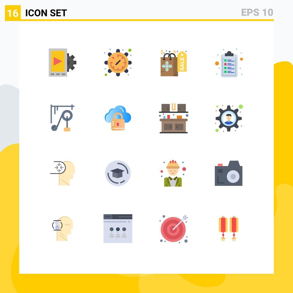 pacote de interface do usuário de 16 cores planas básicas da lista de máquinas de compras de ciência da nuvem pacote editável de elementos de design de vetores criativos