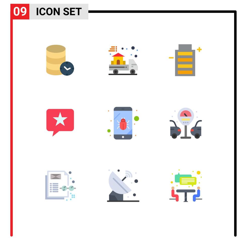 pacote de ícones vetoriais de estoque de 9 sinais e símbolos de linha para mensagem de bug, ambiente favorito real, elementos de design vetorial editáveis vetor