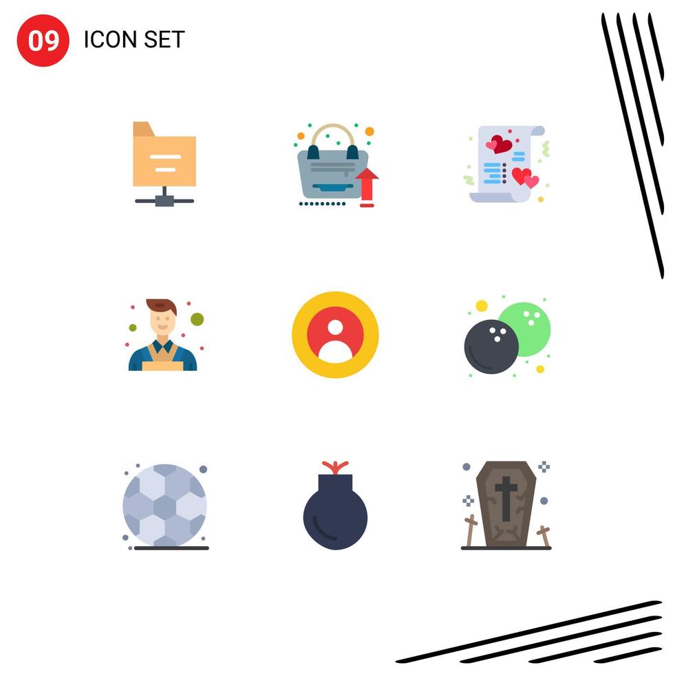 conjunto de 9 sinais de símbolos de ícones de interface do usuário modernos para pessoas decoração de parede de coração de terra elementos de design de vetores editáveis