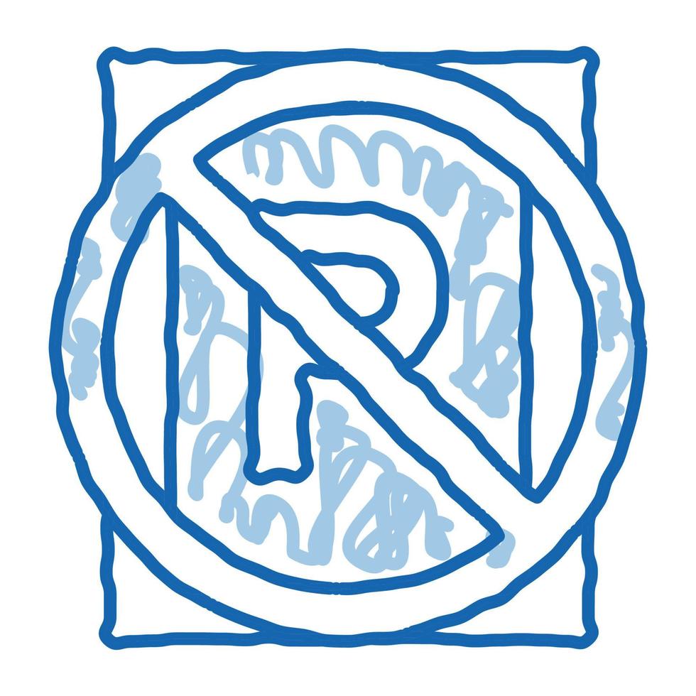 ícone de rabisco de estacionamento proibido ilustração desenhada à mão vetor