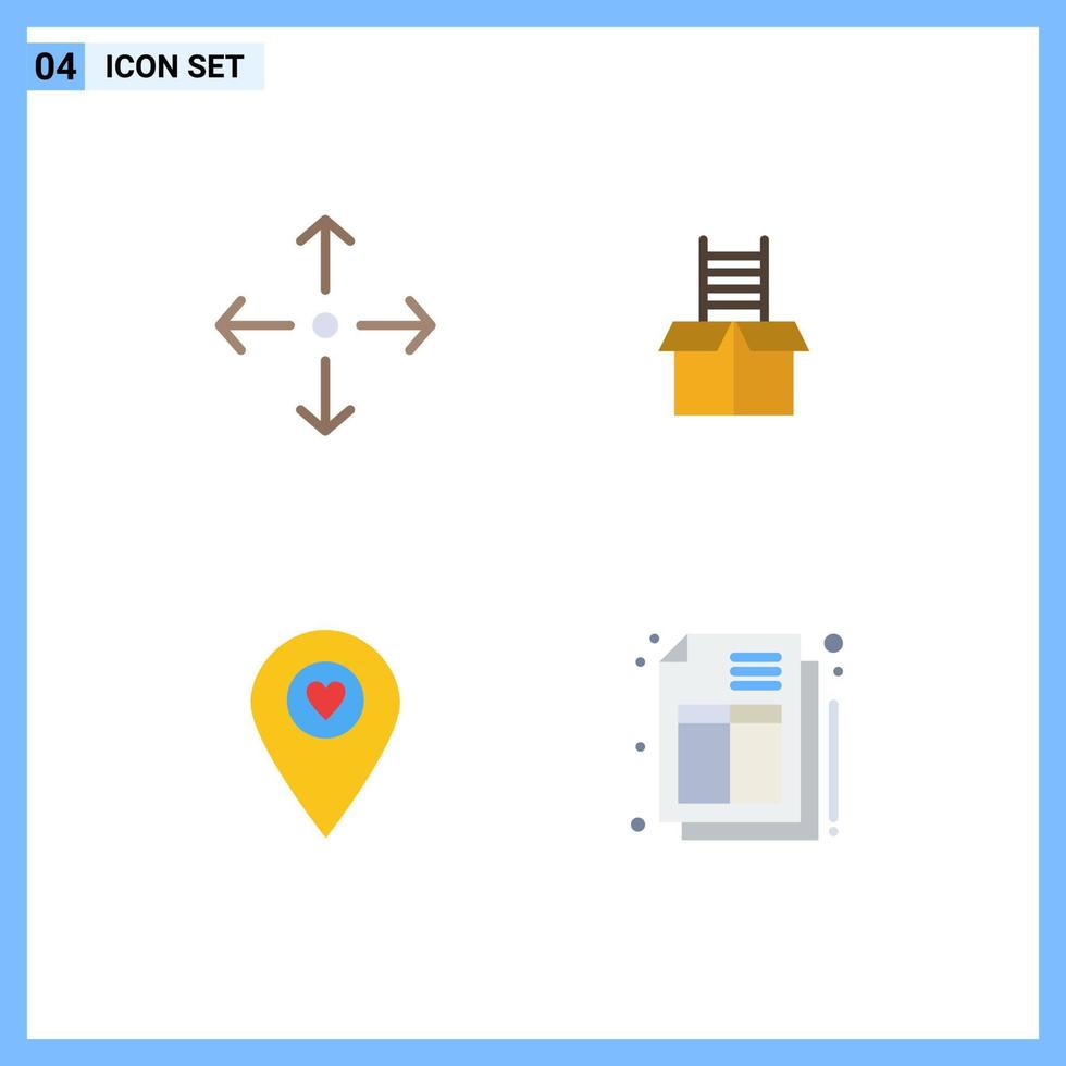 grupo de 4 sinais e símbolos de ícones planos para a caixa do mapa de seta escalar elementos de design de vetores editáveis