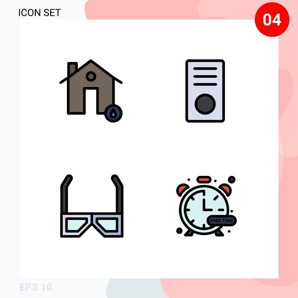 conjunto de 4 sinais de símbolos de ícones de interface do usuário modernos para hardware de edifícios, óculos de desktop quentes, elementos de design de vetores editáveis