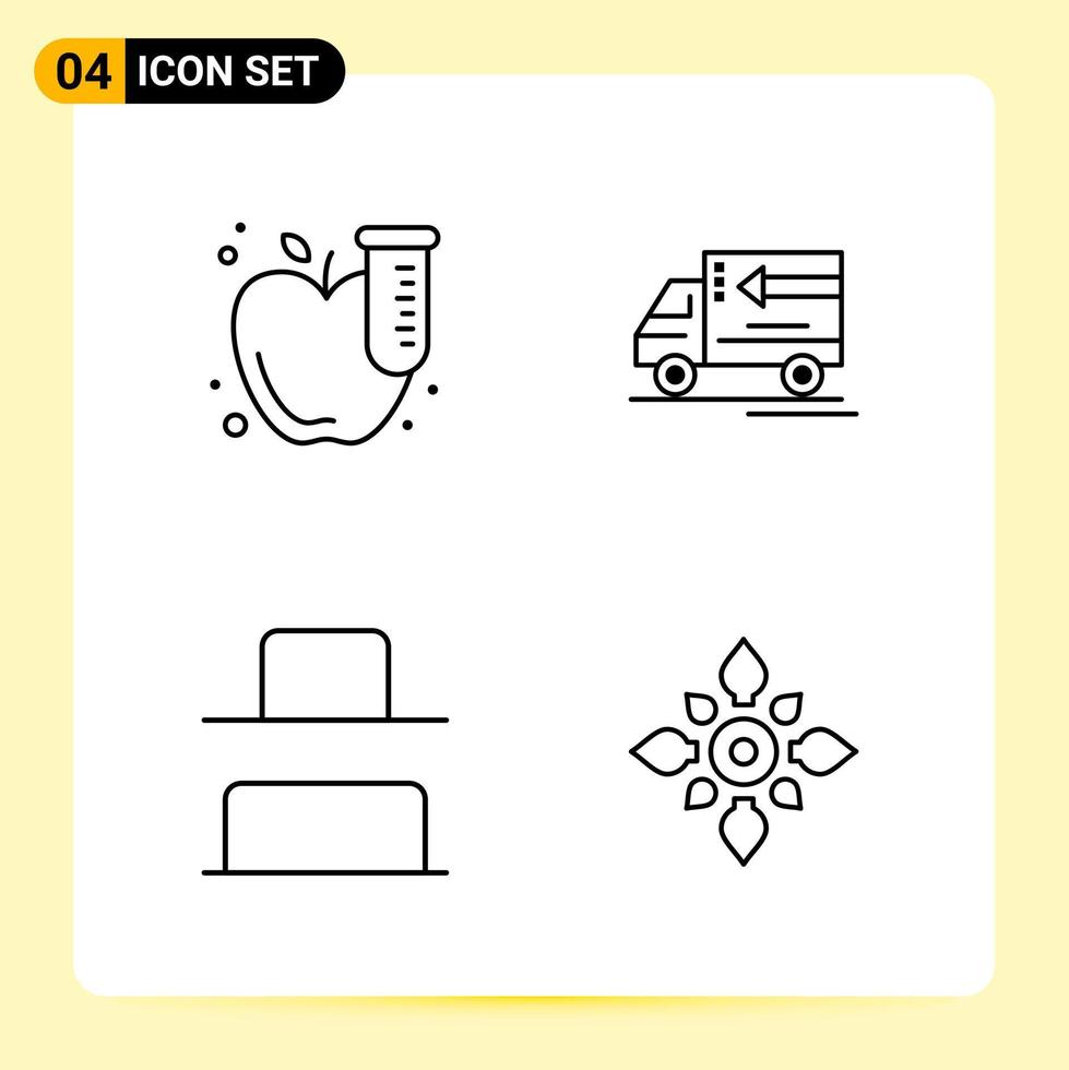 4 ícones criativos para design de site moderno e aplicativos móveis responsivos 4 sinais de símbolos de contorno em fundo branco 4 pacote de ícones vetor