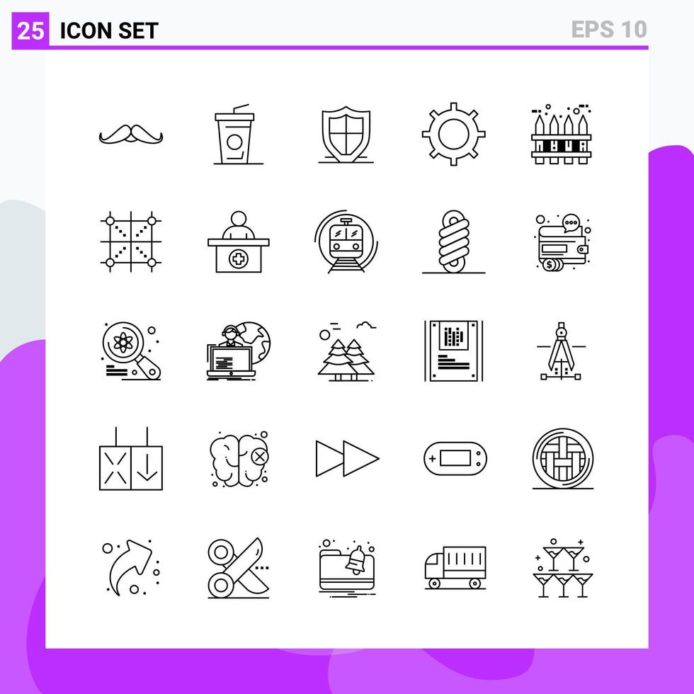 conjunto de 25 ícones em símbolos de contorno criativo de estilo de linha para design de sites e aplicativos móveis sinal de ícone de linha simples isolado em fundo branco 25 ícones vetor
