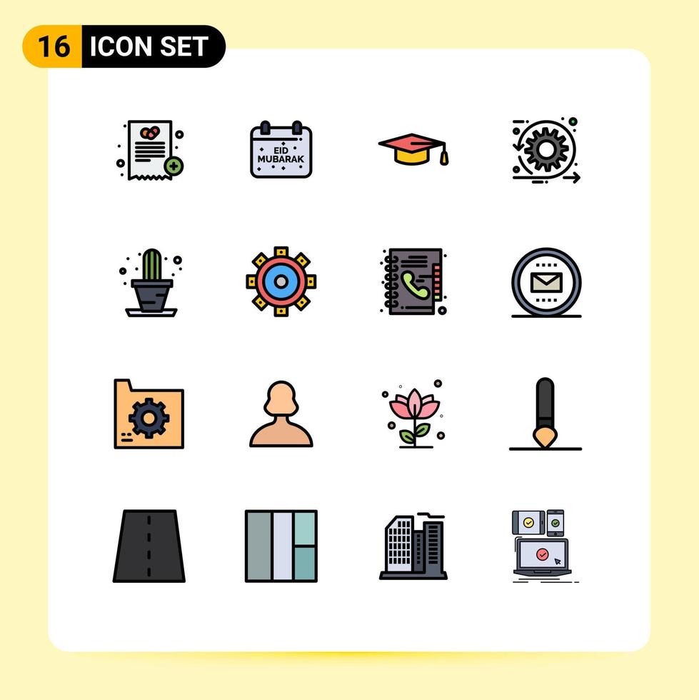 conjunto de pictogramas de 16 linhas simples preenchidas de cores planas de cactos sprint muçulmanos scrum elementos de design de vetores criativos editáveis ágeis