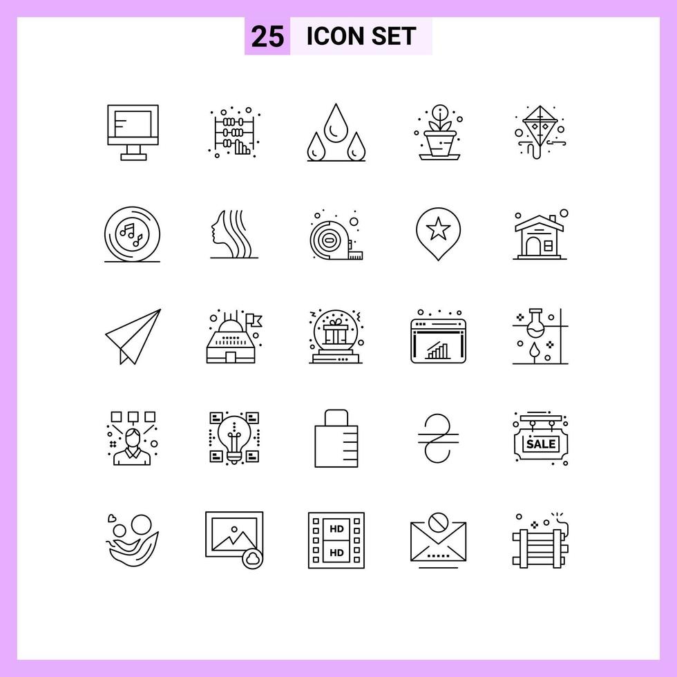 25 ícones criativos, sinais e símbolos modernos de pipa de primavera, processo gras, elementos de design de vetores editáveis