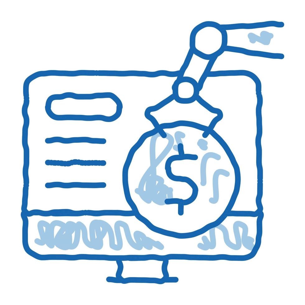 ícone de doodle de retirada de dinheiro ilustração desenhada à mão vetor