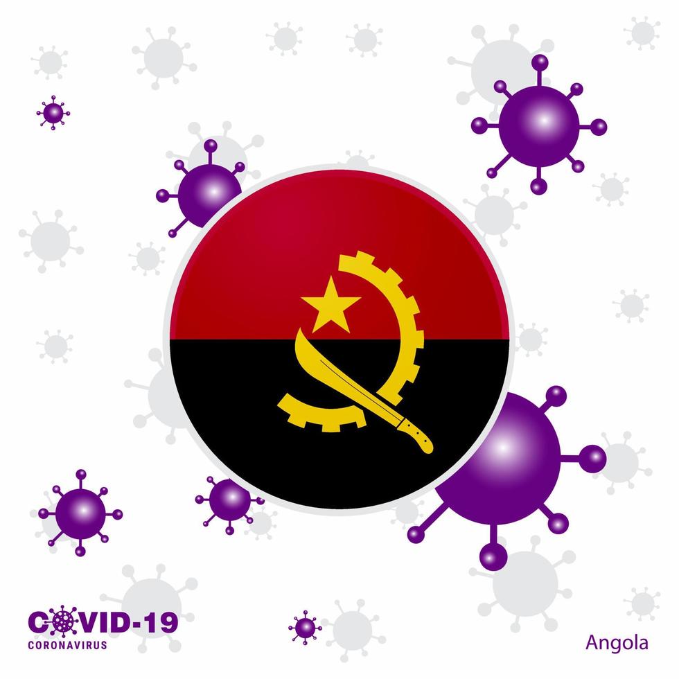 ore por angola covid19 bandeira de tipografia de coronavírus fique em casa fique saudável cuide de sua própria saúde vetor