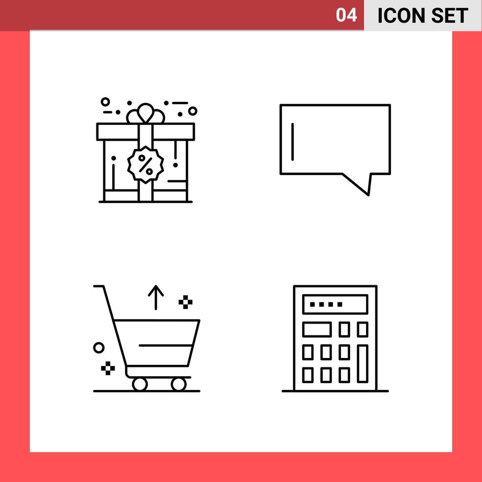 4 símbolos de contorno de estilo de linha de pacote de ícones em sinais simples de fundo branco para design geral vetor