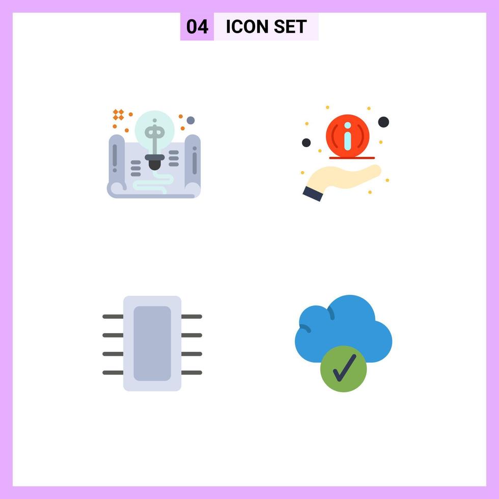 grupo de 4 sinais e símbolos de ícones planos para computadores criativos formam elementos de design de vetores editáveis do gadget de informações