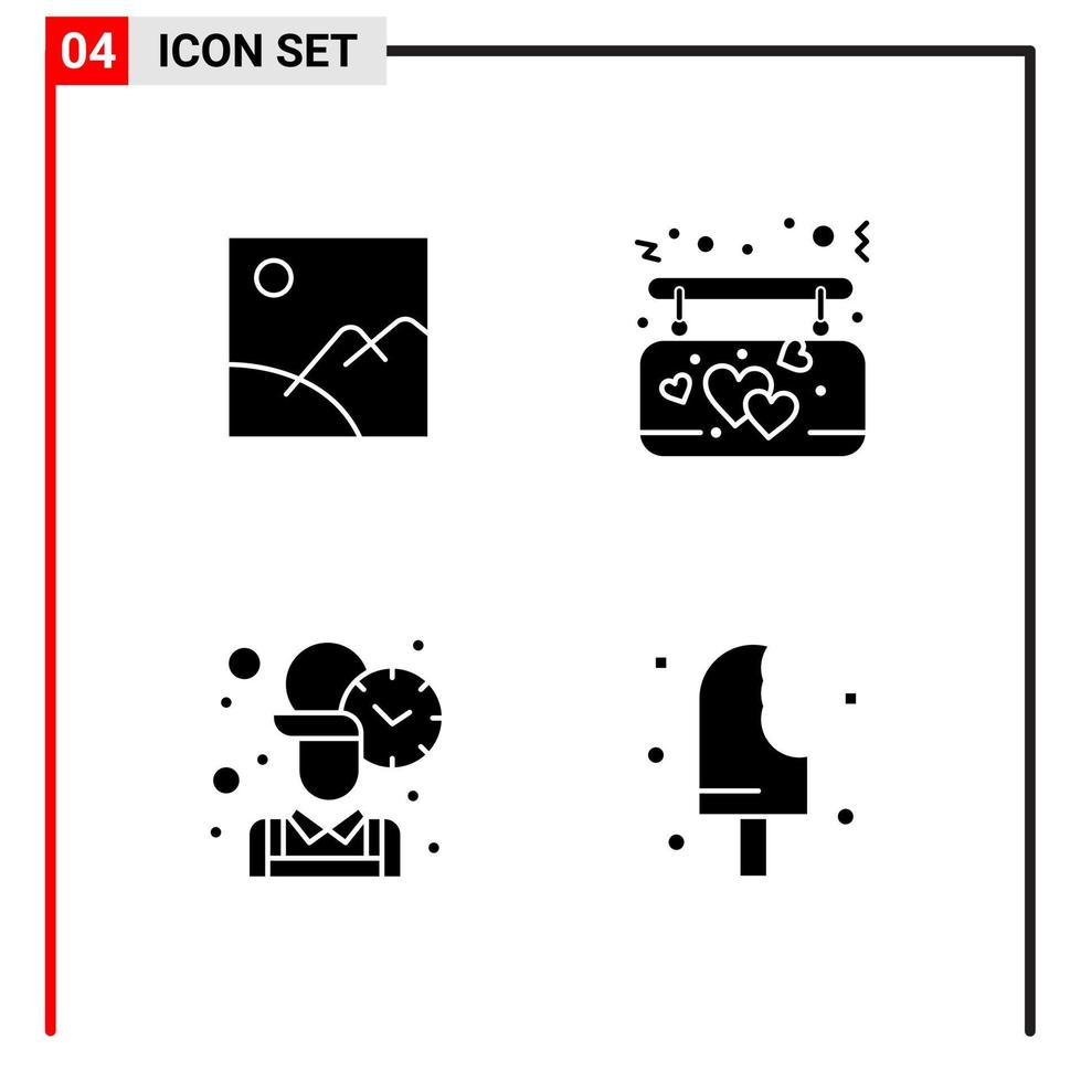 4 ícones gerais para impressão de design de site e aplicativos móveis 4 sinais de símbolos de glifo isolados no fundo branco 4 pacote de ícones vetor