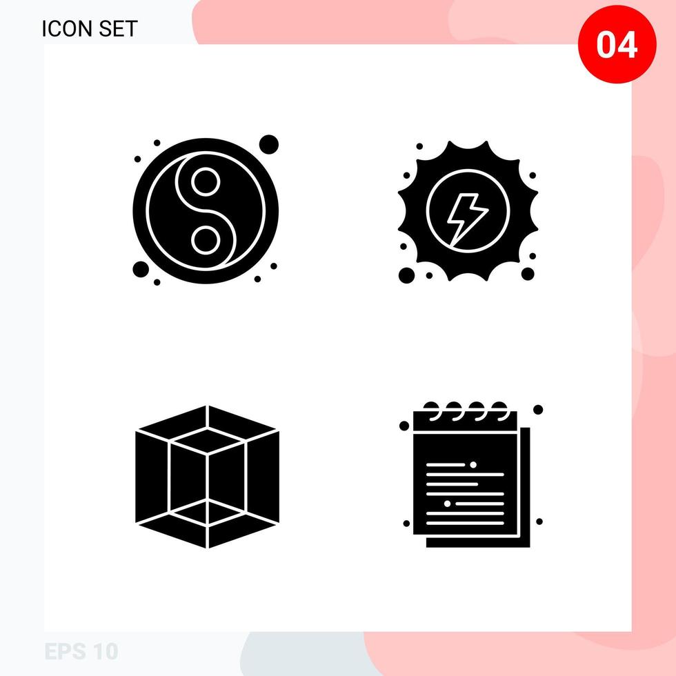 pacote vetorial de 4 ícones em pacote de glifos criativos de estilo sólido isolado em fundo branco para web e dispositivos móveis vetor
