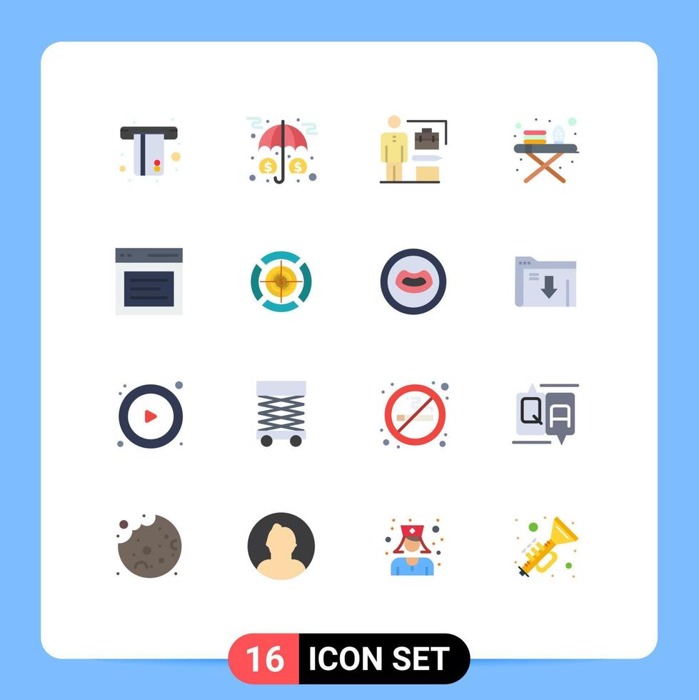conjunto de 16 símbolos de símbolos de interface do usuário modernos para herói ferramentas de engomadoria proteção engomadoria empresário pacote editável de elementos de design de vetores criativos
