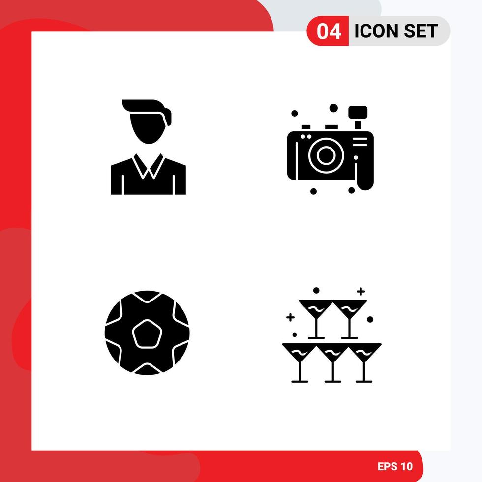 4 ícones criativos, sinais e símbolos modernos de câmera de futebol de negócios, amor, elementos de design de vetores editáveis