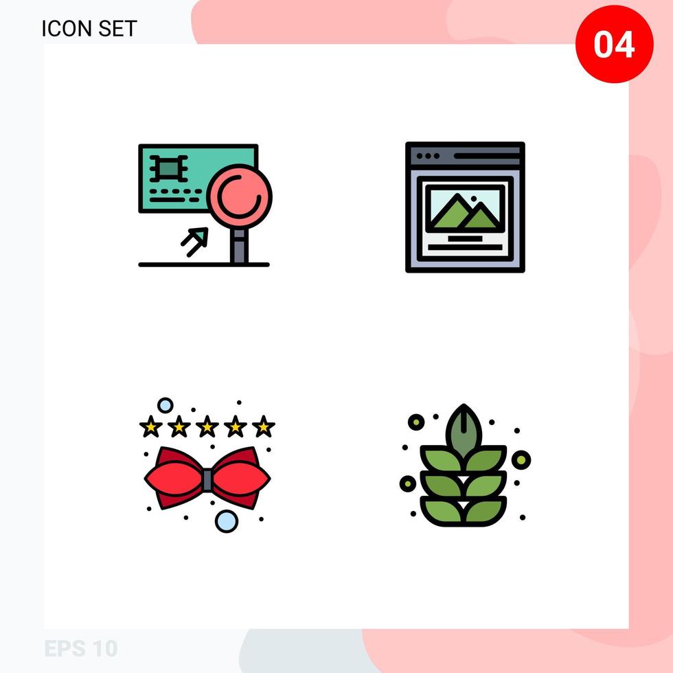 grupo de símbolos de ícone universal de 4 cores planas de linhas preenchidas modernas de detecção de gerenciamento de análise classificação de imagem personalizada elementos de design de vetor editável