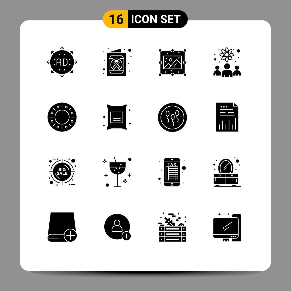 16 ícones criativos, sinais e símbolos modernos de cientistas de donuts, pesquisadores criativos, trabalhadores do conhecimento, elementos de design vetorial editáveis vetor