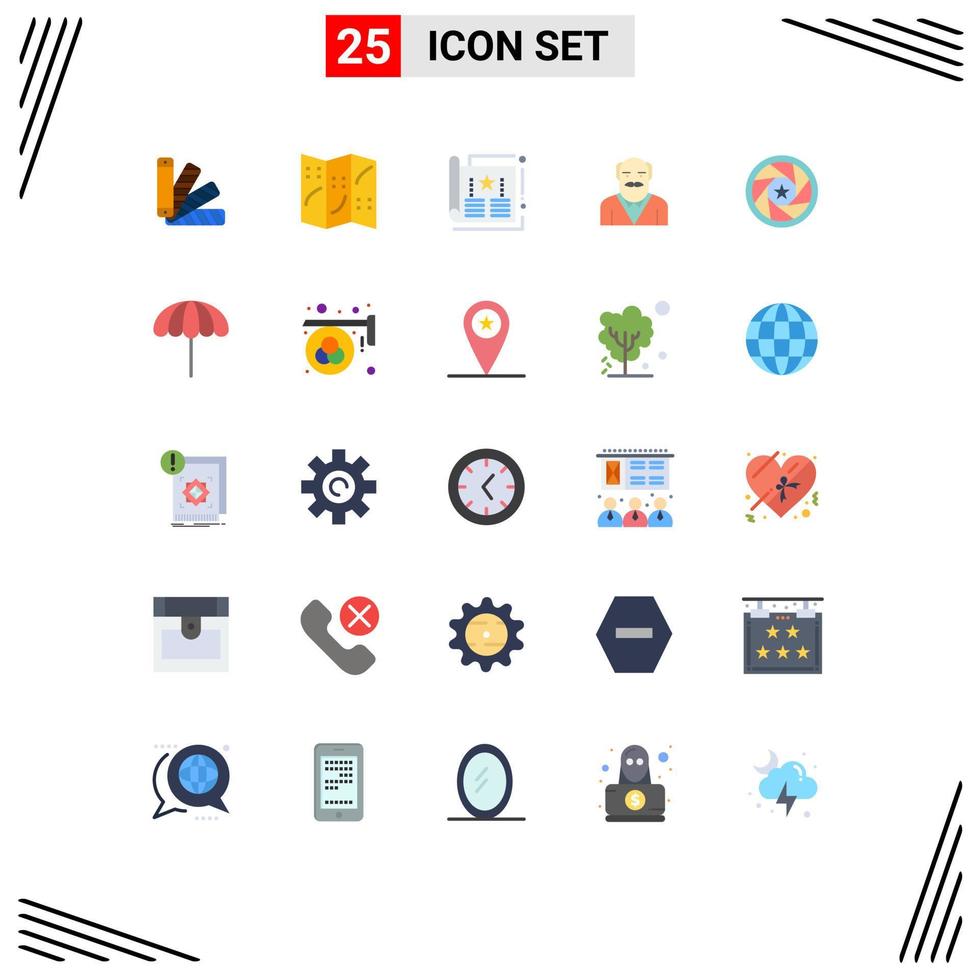 conjunto de 25 sinais de símbolos de ícones de interface do usuário modernos para anúncio de tio de filme velho vovô elementos de design de vetores editáveis