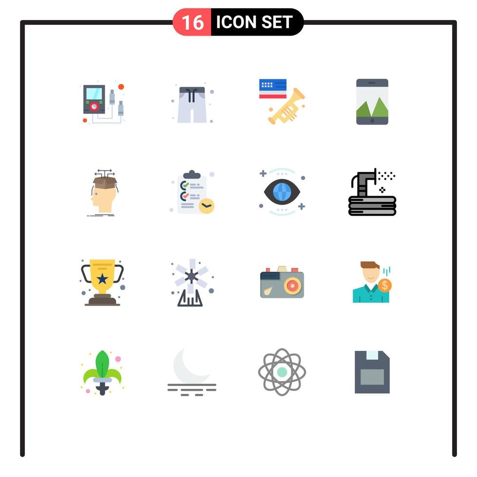 pacote de cores planas de 16 símbolos universais de gráfico de dados de alto-falante de extração de conhecimento pacote editável de elementos de design de vetores criativos
