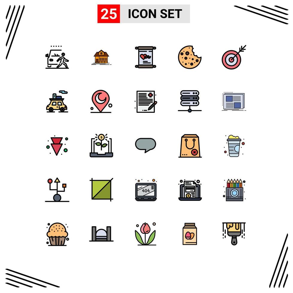 pacote de ícones vetoriais de estoque de 25 sinais e símbolos de linha para elementos de design de vetores editáveis de dia de salsicha de fatia de dardo