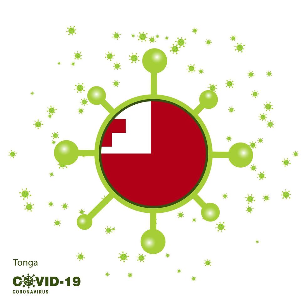 tonga coronavius fundo de conscientização da bandeira fique em casa fique saudável cuide de sua própria saúde ore pelo país vetor