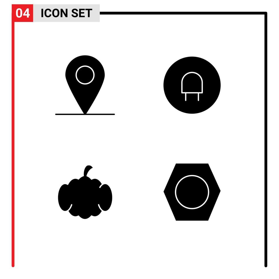 conjunto moderno de 4 glifos e símbolos sólidos, como seta de localização, ferramentas elétricas de halloween, elementos de design vetorial editáveis vetor
