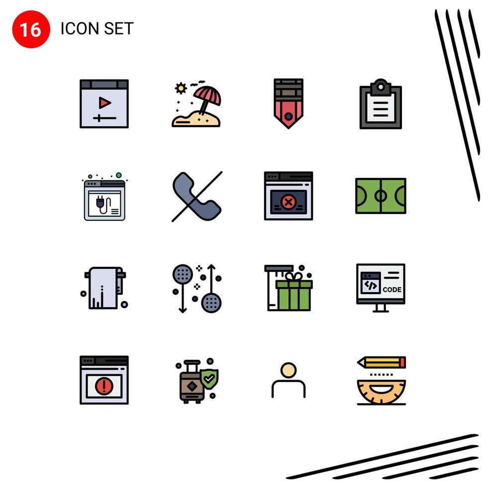 pacote de ícones vetoriais de estoque de 16 sinais e símbolos de linha para navegador de plug-in militar lista de verificação de tarefas editáveis elementos de design de vetores criativos