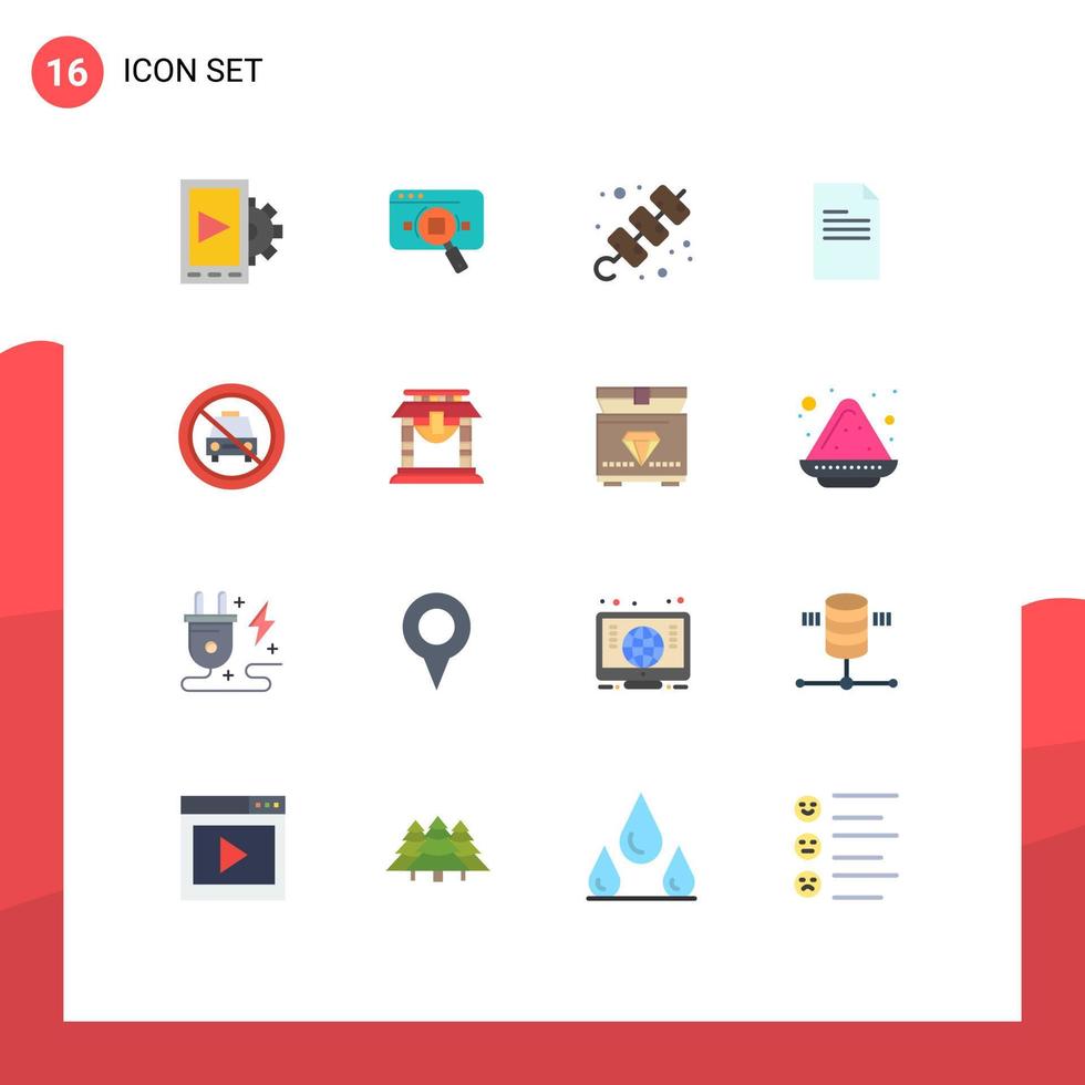 pacote de linha vetorial editável de 16 cores planas simples de arquivo de pesquisa de texto de relatório carne pacote editável de elementos de design de vetores criativos