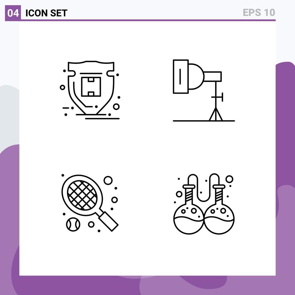 conjunto de 4 sinais de símbolos de ícones de interface do usuário modernos para pacote de pacote de fotografia de pacote de elementos de design de vetores editáveis