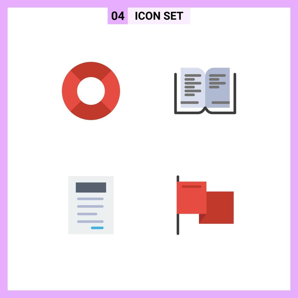 4 conceito de ícone plano para sites móveis e aplicativos float country book marca de livro editável elementos de design vetorial vetor