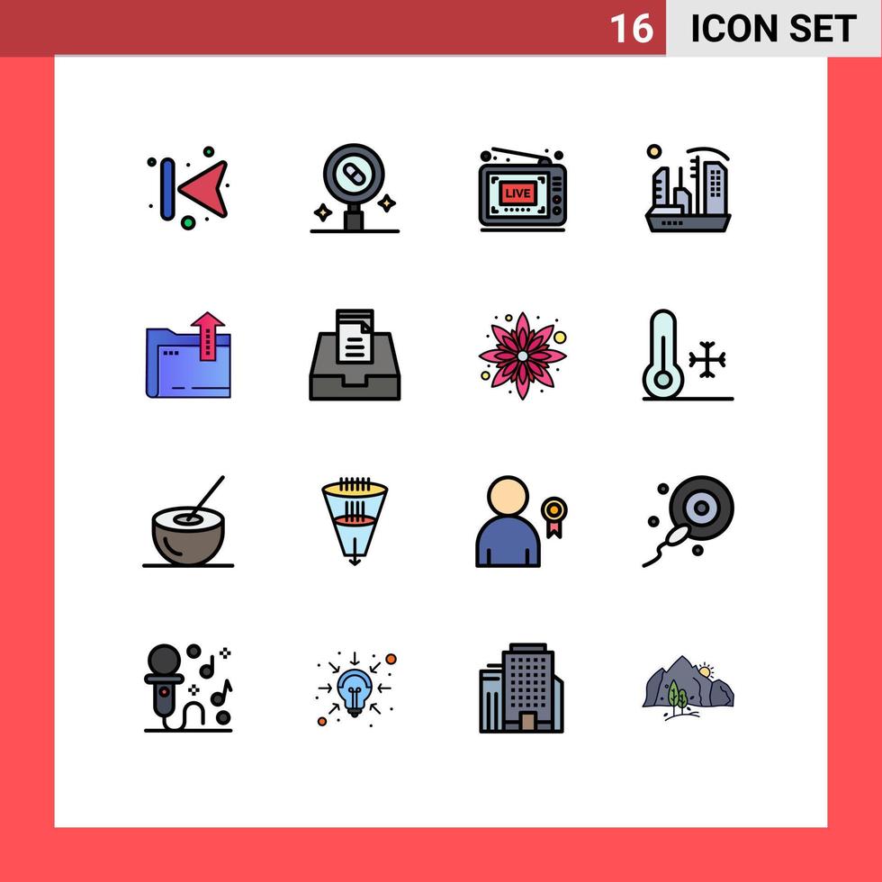 conjunto de 16 ícones de interface do usuário modernos símbolos sinais para expansão colônia pílulas colonização vídeo elementos de design de vetores criativos editáveis