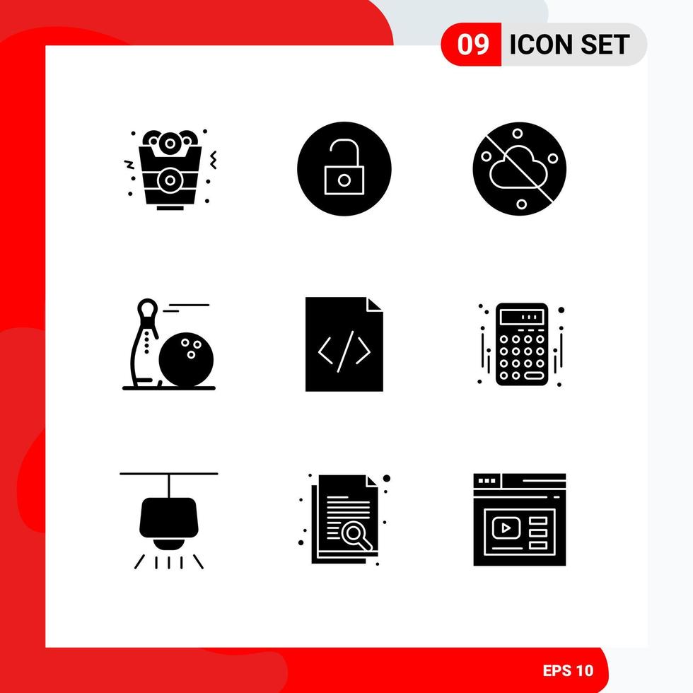 pacote de ícones vetoriais de estoque de sinais e símbolos de 9 linhas para pinos de ataque do céu de código html elementos de design vetorial editáveis vetor