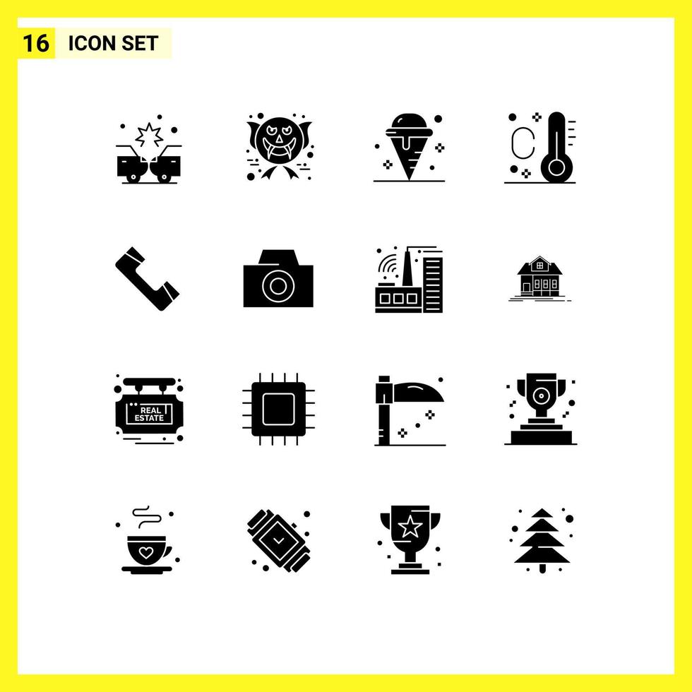 16 ícones criativos sinais modernos e símbolos de creme de chamada de verão doce elementos de design de vetores editáveis