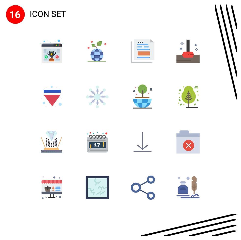 conjunto moderno de 16 cores planas e símbolos, como ejetar pacote editável de escritório de banho de dados de banheiro de elementos de design de vetores criativos