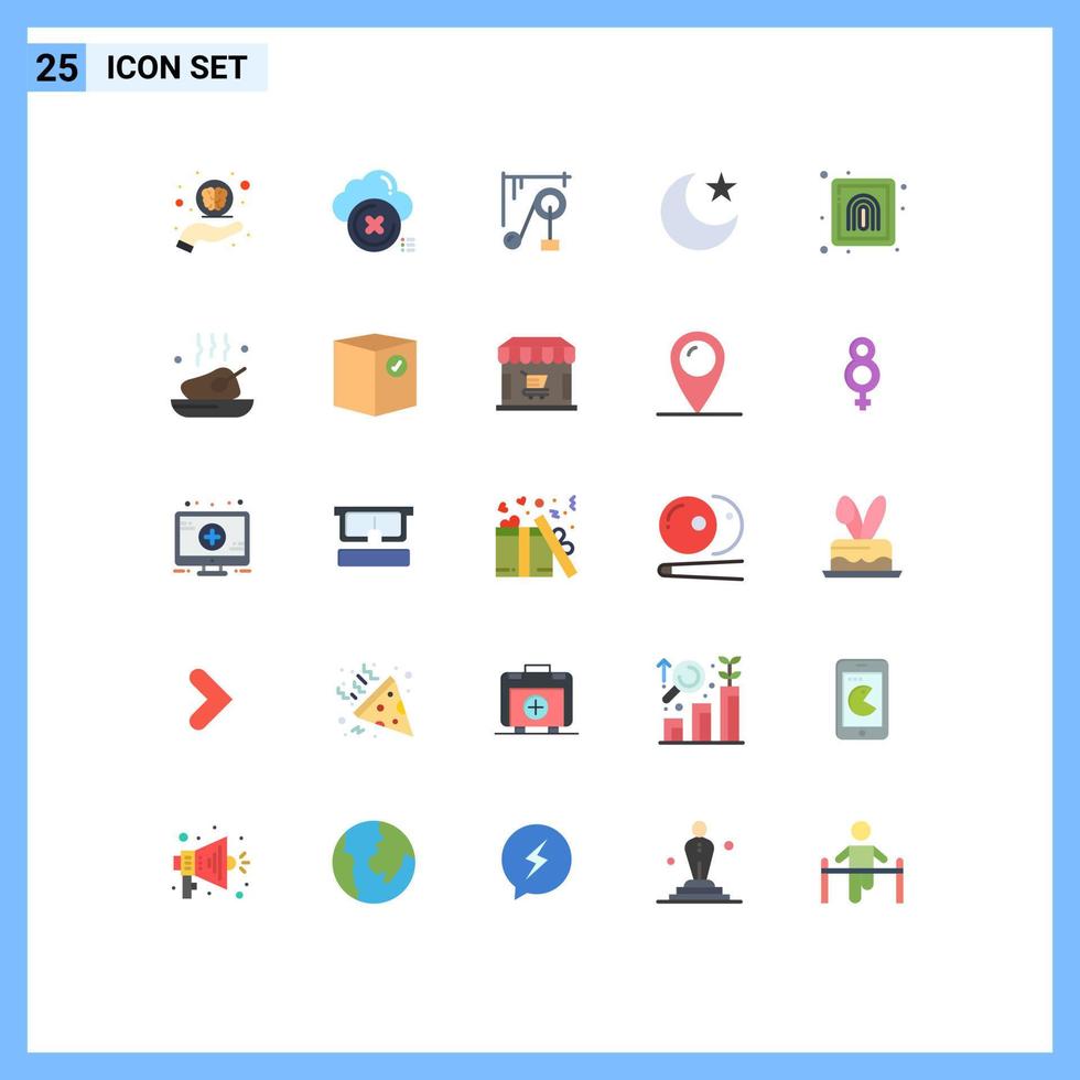 conjunto de pictogramas de 25 cores planas simples de elementos de design vetorial editáveis da máquina de ciência estelar da noite do dedo vetor