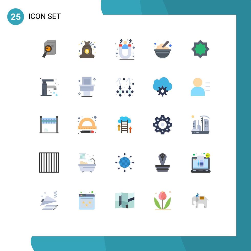 conjunto de 25 sinais de símbolos de ícones de interface do usuário modernos para tigela de comida, retenção de clientes em dinheiro, elementos de design de vetores editáveis