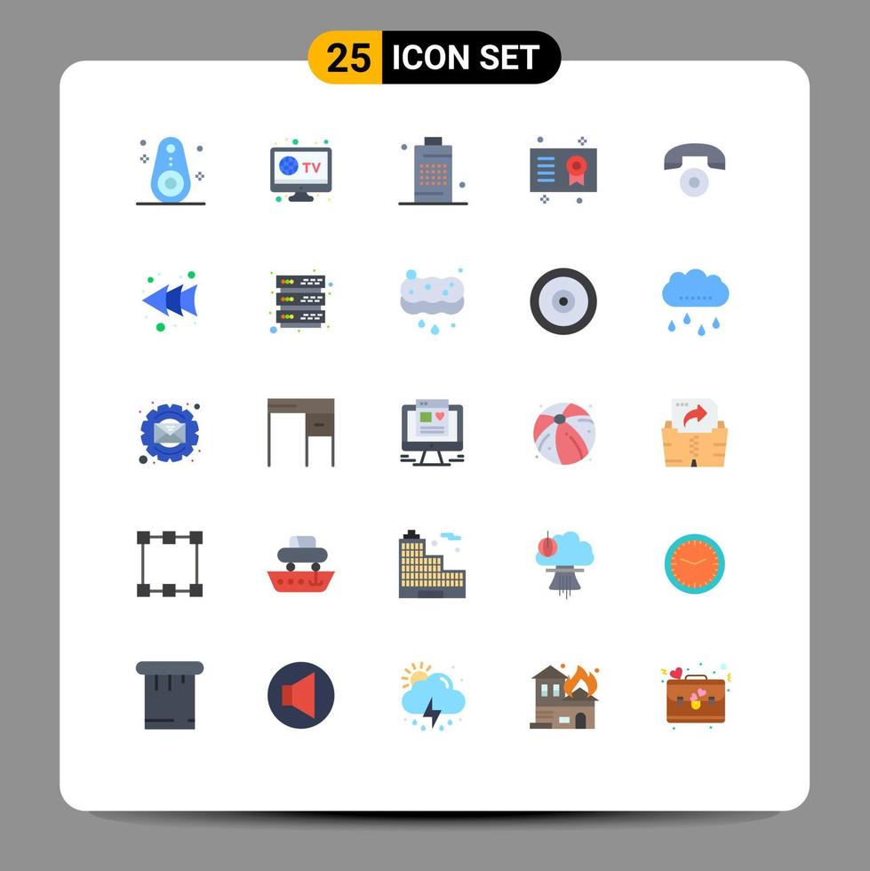 grupo de 25 cores planas modernas definidas para certificado de celular de grau de telefone elementos de design de vetores editáveis