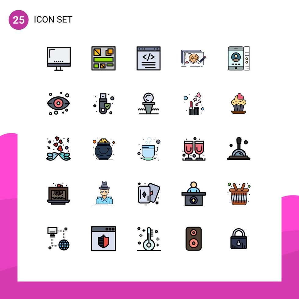 pacote de ícones vetoriais de estoque de sinais e símbolos de 25 linhas para o jogo nova interface de design do navegador elementos editáveis de design vetorial vetor