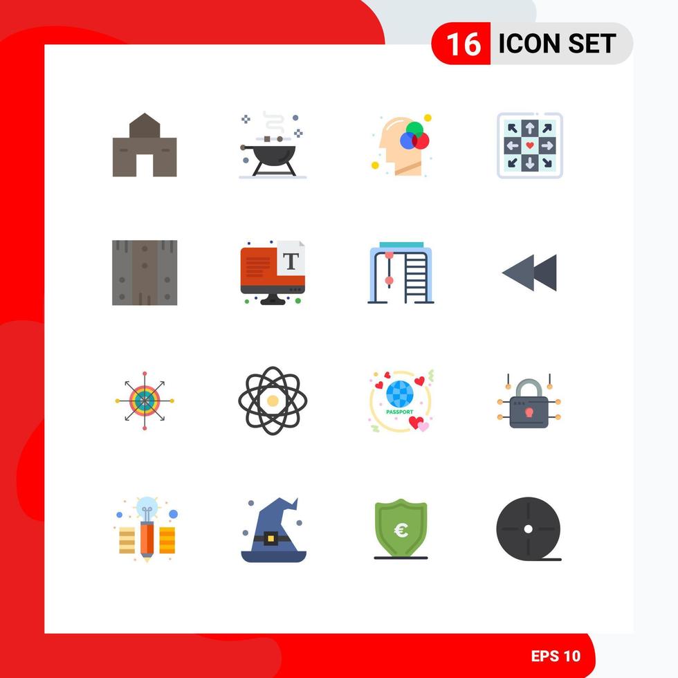 16 símbolos de sinais de cores planas universais de entrega, jogo de grelha, pacote editável de cores de elementos de design de vetores criativos