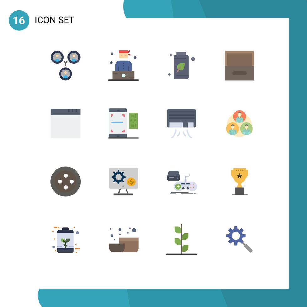 pacote de cores planas de 16 símbolos universais de qr windows green app cabinet pacote editável de elementos de design de vetores criativos
