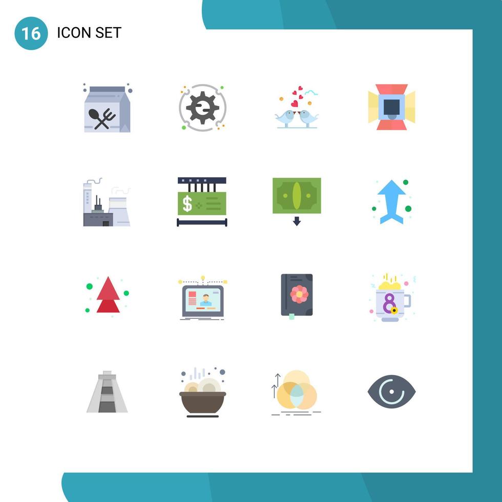 16 cores planas de vetores temáticos e símbolos editáveis de opções de iluminação profissional pacote editável amoroso de elementos de design de vetores criativos